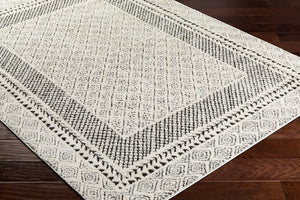 Livabliss Freud High Pile Polyester Runner Rug for Hallways Entryways and Narrow Spaces Ivory, Black 6'7" x 9' FEU2301-679