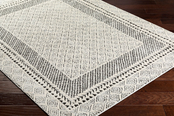 Livabliss Freud High Pile Polyester Runner Rug for Hallways Entryways and Narrow Spaces Ivory, Black 6'7" x 9' FEU2301-679