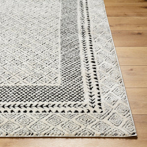 Livabliss Freud High Pile Polyester Runner Rug for Hallways Entryways and Narrow Spaces Ivory, Black 6'7" x 9' FEU2301-679