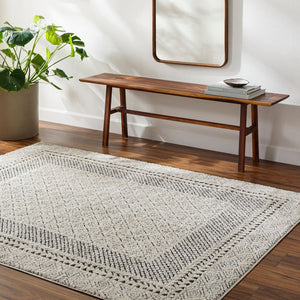 Livabliss Freud High Pile Polyester Runner Rug for Hallways Entryways and Narrow Spaces Ivory, Black 6'7" x 9' FEU2301-679