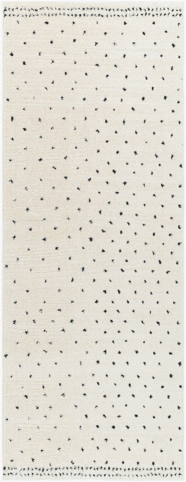 Livabliss Freud Turkish Polyester High Pile Runner Rug for Hallways Entryways and Narrow Rooms Ivory, Black 2'7" x 7'3" FEU2303-2773
