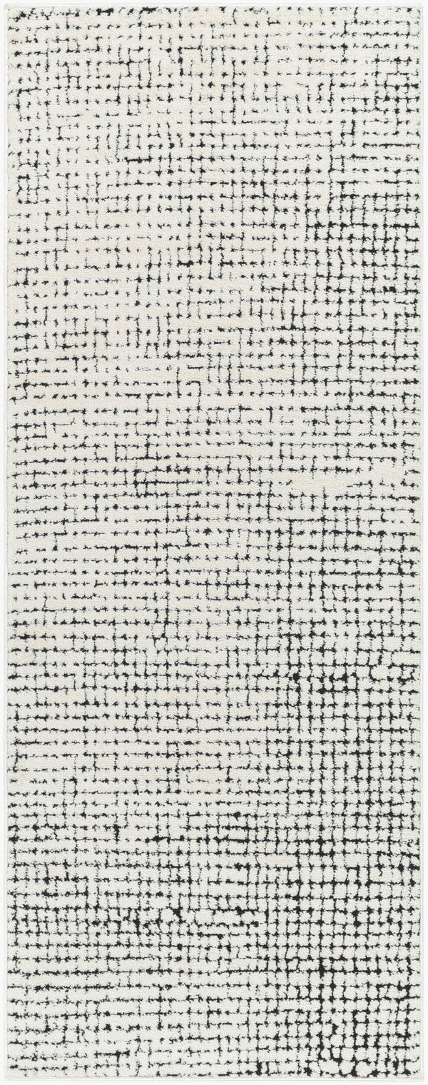 Livabliss Freud High Pile Polyester Area Rug Woven in Turkey for Entryways and Bedside Spaces Ivory, Black 2'7" x 7'3" FEU2305-2773