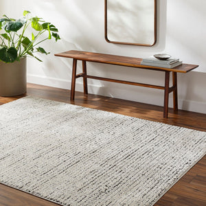 Livabliss Freud High Pile Polyester Area Rug Woven in Turkey for Entryways and Bedside Spaces Ivory, Black 9'2" x 12' FEU2305-9212