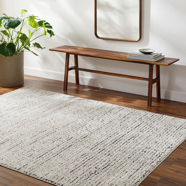 Livabliss Freud High Pile Polyester Area Rug Woven in Turkey for Entryways and Bedside Spaces Ivory, Black 9'2" x 12' FEU2305-9212