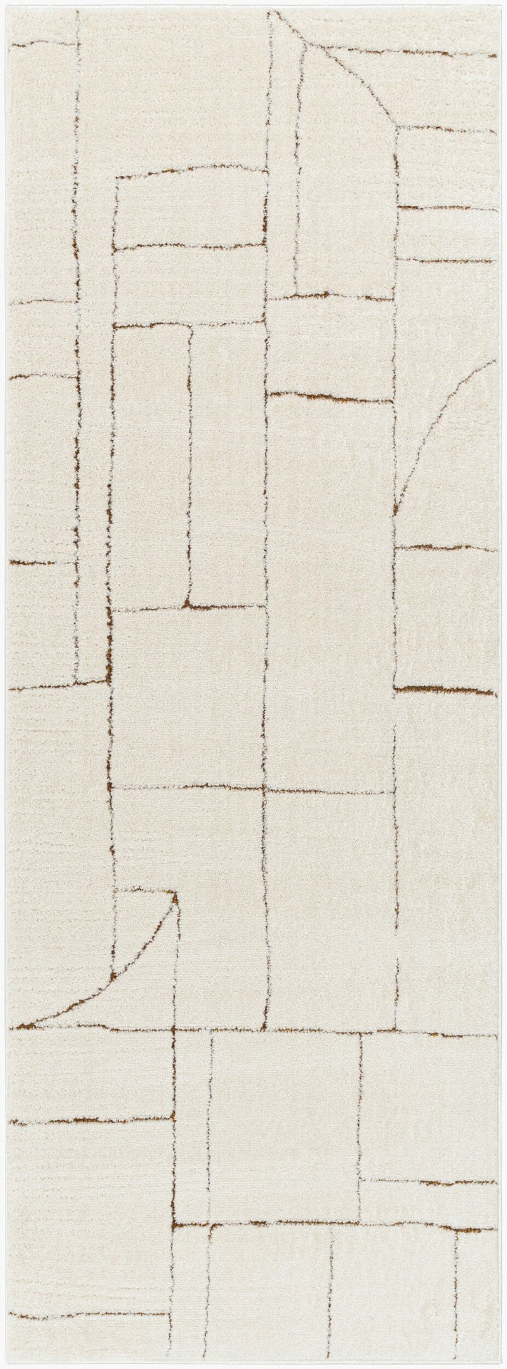 Livabliss Freud High Pile Polyester Runner Rug Turkish Machine Woven for Hallways and Entryways Ivory, Brown 2'7" x 7'3" FEU2308-2773