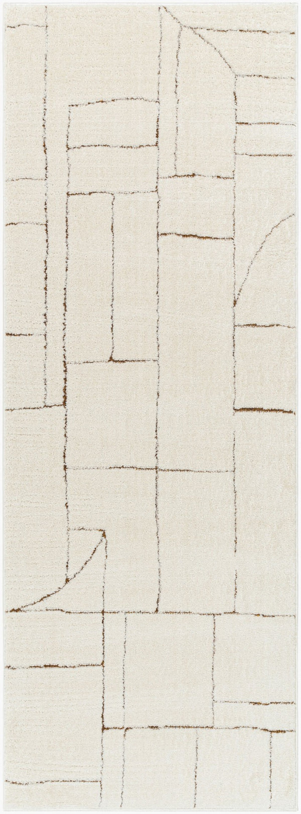 Livabliss Freud High Pile Polyester Runner Rug Turkish Machine Woven for Hallways and Entryways Ivory, Brown 2'7" x 7'3" FEU2308-2773