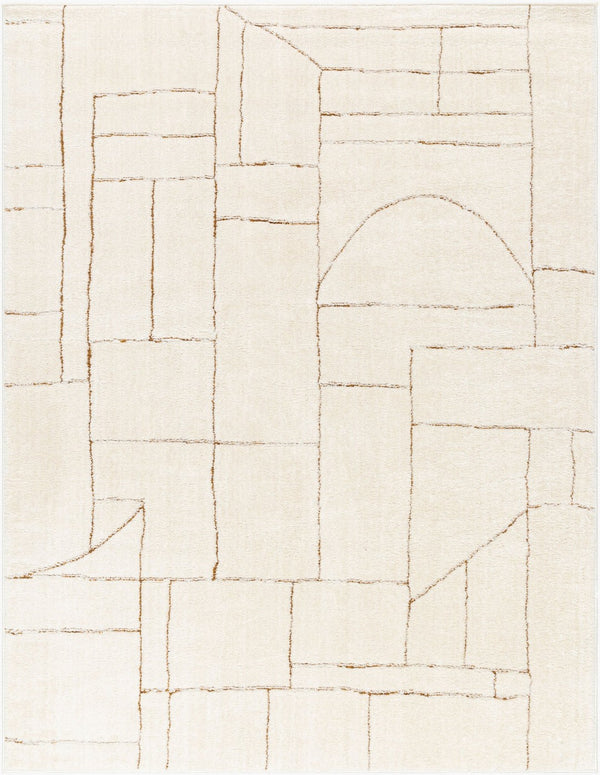 Livabliss Freud High Pile Polyester Runner Rug Turkish Machine Woven for Hallways and Entryways Ivory, Brown 9'2" x 12' FEU2308-9212