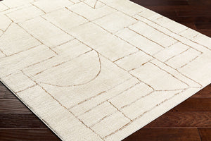 Livabliss Freud High Pile Polyester Runner Rug Turkish Machine Woven for Hallways and Entryways Ivory, Brown 9'2" x 12' FEU2308-9212