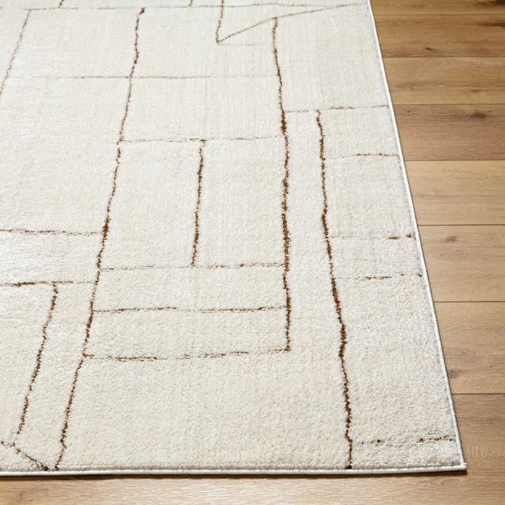 Livabliss Freud High Pile Polyester Runner Rug Turkish Machine Woven for Hallways and Entryways Ivory, Brown 2'7" x 7'3" FEU2308-2773