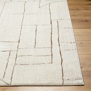 Livabliss Freud High Pile Polyester Runner Rug Turkish Machine Woven for Hallways and Entryways Ivory, Brown 9'2" x 12' FEU2308-9212