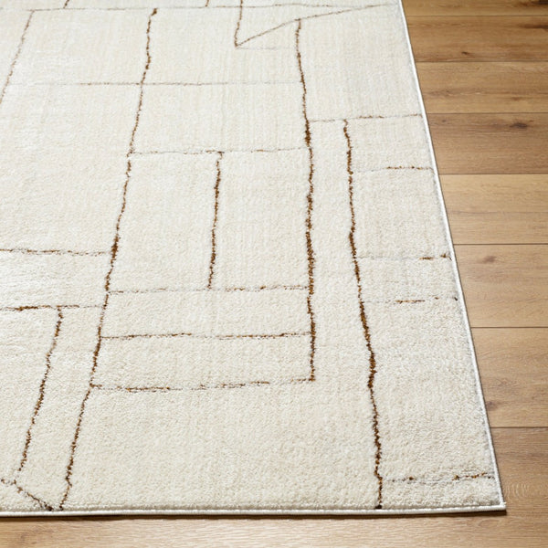 Livabliss Freud High Pile Polyester Runner Rug Turkish Machine Woven for Hallways and Entryways Ivory, Brown 9'2" x 12' FEU2308-9212
