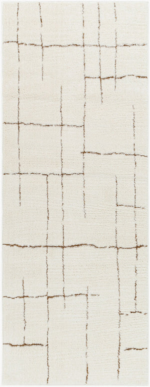 Livabliss Freud Swirl Geometric High Pile Polyester Runner Rug for Hallway or Entryway Ivory, Brown 2'7" x 7'3" FEU2310-2773