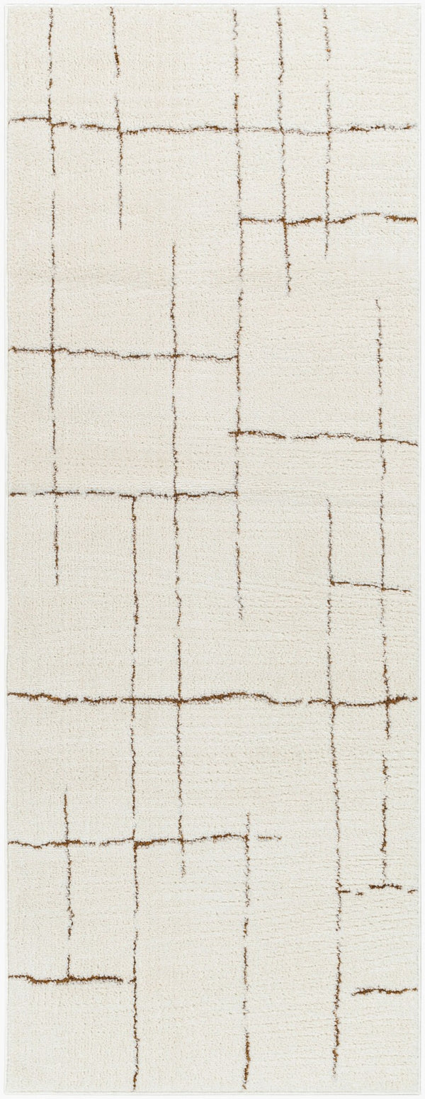Livabliss Freud Swirl Geometric High Pile Polyester Runner Rug for Hallway or Entryway Ivory, Brown 2'7" x 7'3" FEU2310-2773