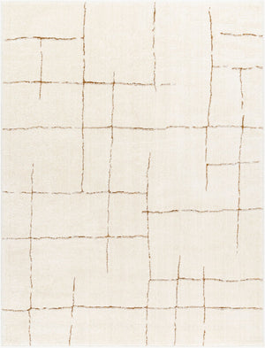 Livabliss Freud Swirl Geometric High Pile Polyester Runner Rug for Hallway or Entryway Ivory, Brown 5'3" x 7' FEU2310-537