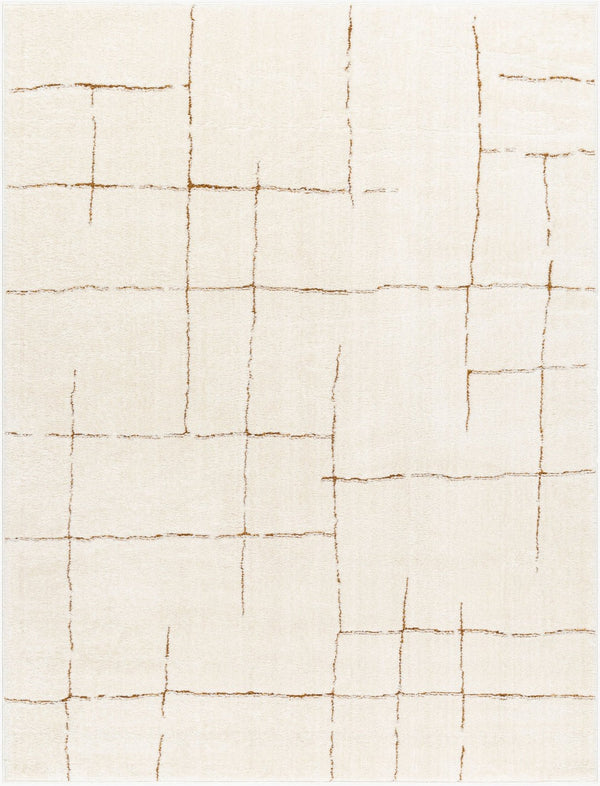 Livabliss Freud Swirl Geometric High Pile Polyester Runner Rug for Hallway or Entryway Ivory, Brown 5'3" x 7' FEU2310-537