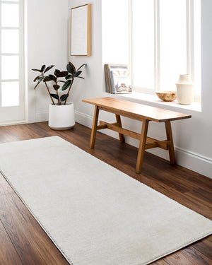 Livabliss Freud Swirling Geometric High Pile Polyester Runner Rug for Hallway or Entryway Ivory, White 7'10" x 10' FEU2311-71010