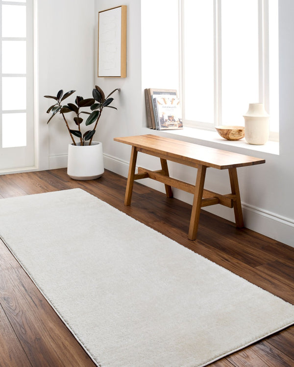 Livabliss Freud Swirling Geometric High Pile Polyester Runner Rug for Hallway or Entryway Ivory, White 7'10" x 10' FEU2311-71010