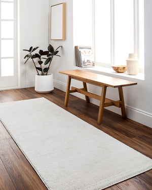 Livabliss Freud Plush Polyester Runner Rug Machine Woven in Turkey for Hallways and Entryways Ivory, White 9'2" x 12' FEU2316-9212