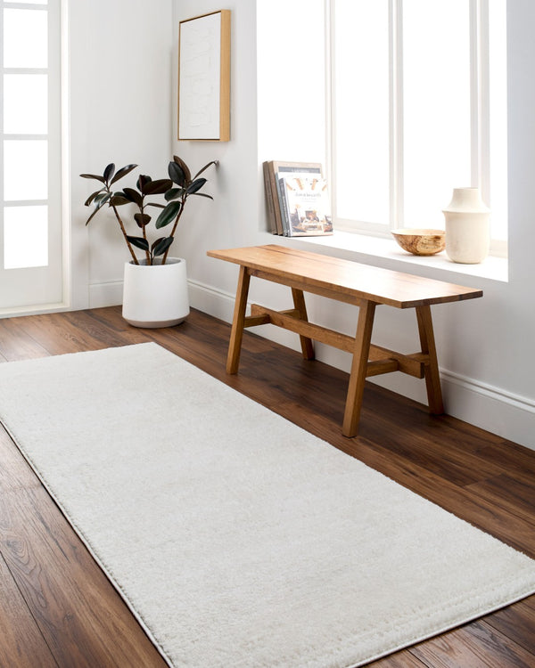 Livabliss Freud Plush Polyester Runner Rug Machine Woven in Turkey for Hallways and Entryways Ivory, White 9'2" x 12' FEU2316-9212