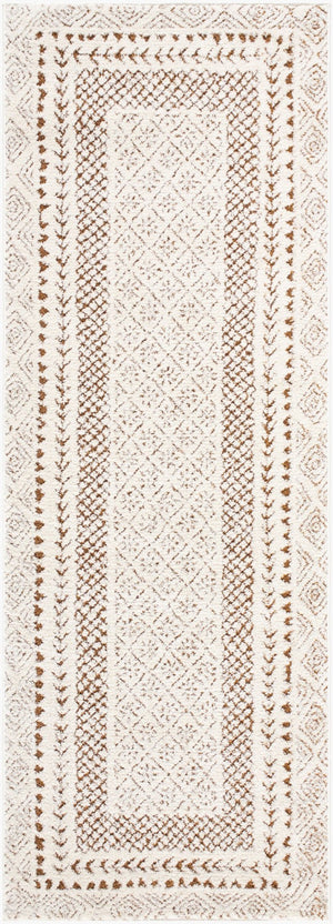 Livabliss Freud High Pile Polyester Rug Soft Textured Accent for Entryway Bathroom or Bedroom Ivory, Brown 2'7" x 7'3" FEU2320-2773