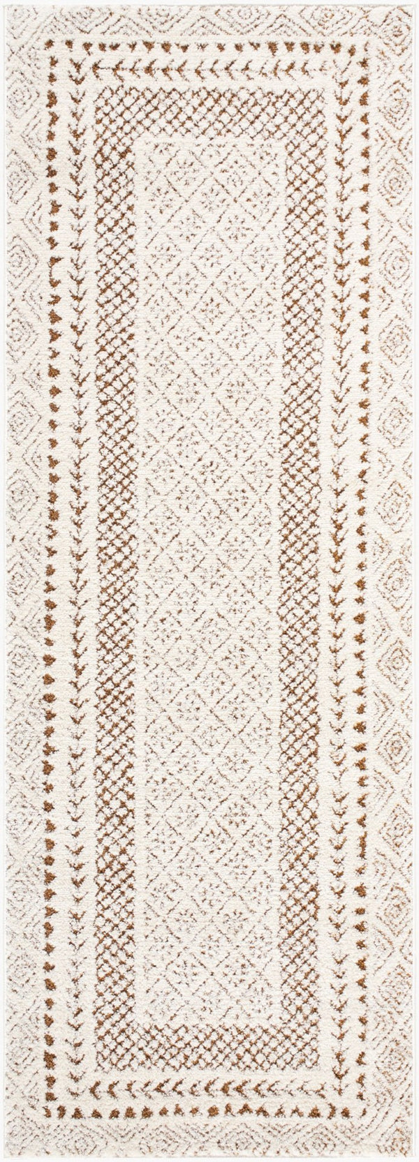 Livabliss Freud High Pile Polyester Rug Soft Textured Accent for Entryway Bathroom or Bedroom Ivory, Brown 2'7" x 7'3" FEU2320-2773