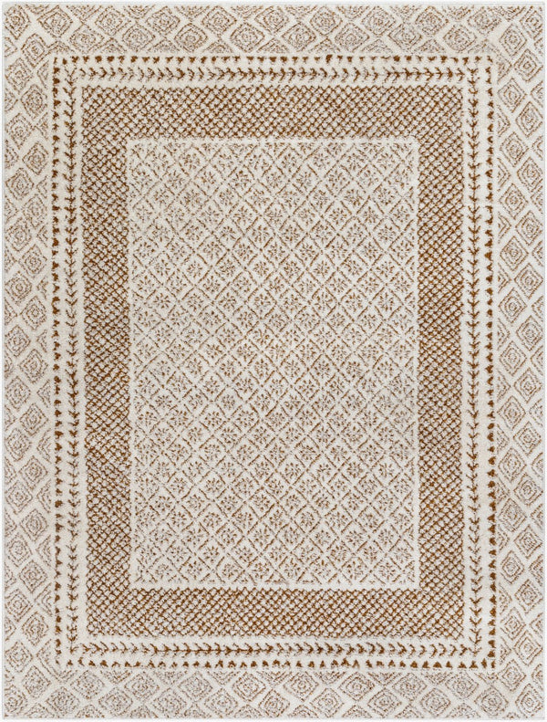 Livabliss Freud High Pile Polyester Rug Soft Textured Accent for Entryway Bathroom or Bedroom Ivory, Brown 5'3" x 7' FEU2320-537
