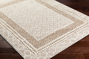 Livabliss Freud High Pile Polyester Rug Soft Textured Accent for Entryway Bathroom or Bedroom Ivory, Brown 5'3" x 7' FEU2320-537