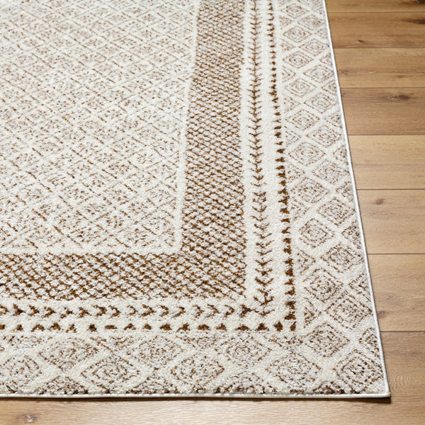 Livabliss Freud High Pile Polyester Rug Soft Textured Accent for Entryway Bathroom or Bedroom Ivory, Brown 5'3" x 7' FEU2320-537