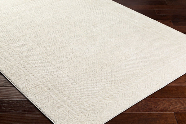 Livabliss Freud Plush High Pile Polyester Area Rug Machine Woven for Large Living Spaces Ivory, White 6'7" x 6'7" Square FEU2321-67SQ