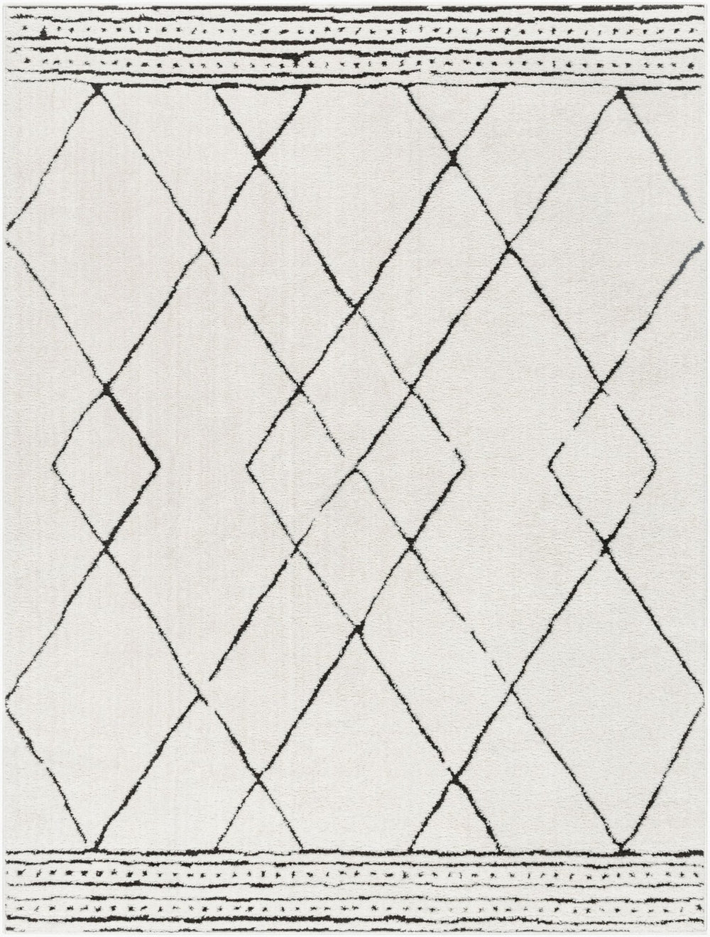 Livabliss Freud Machine Woven Polyester Area Rug High Pile Plush Feel for Modern Living Spaces Ivory, Black 9'2" x 12' FEU2322-9212