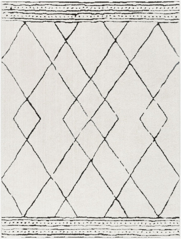 Livabliss Freud Machine Woven Polyester Area Rug High Pile Plush Feel for Modern Living Spaces Ivory, Black 9'2" x 12' FEU2322-9212