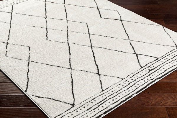 Livabliss Freud Machine Woven Polyester Area Rug High Pile Plush Feel for Modern Living Spaces Ivory, Black 9'2" x 12' FEU2322-9212