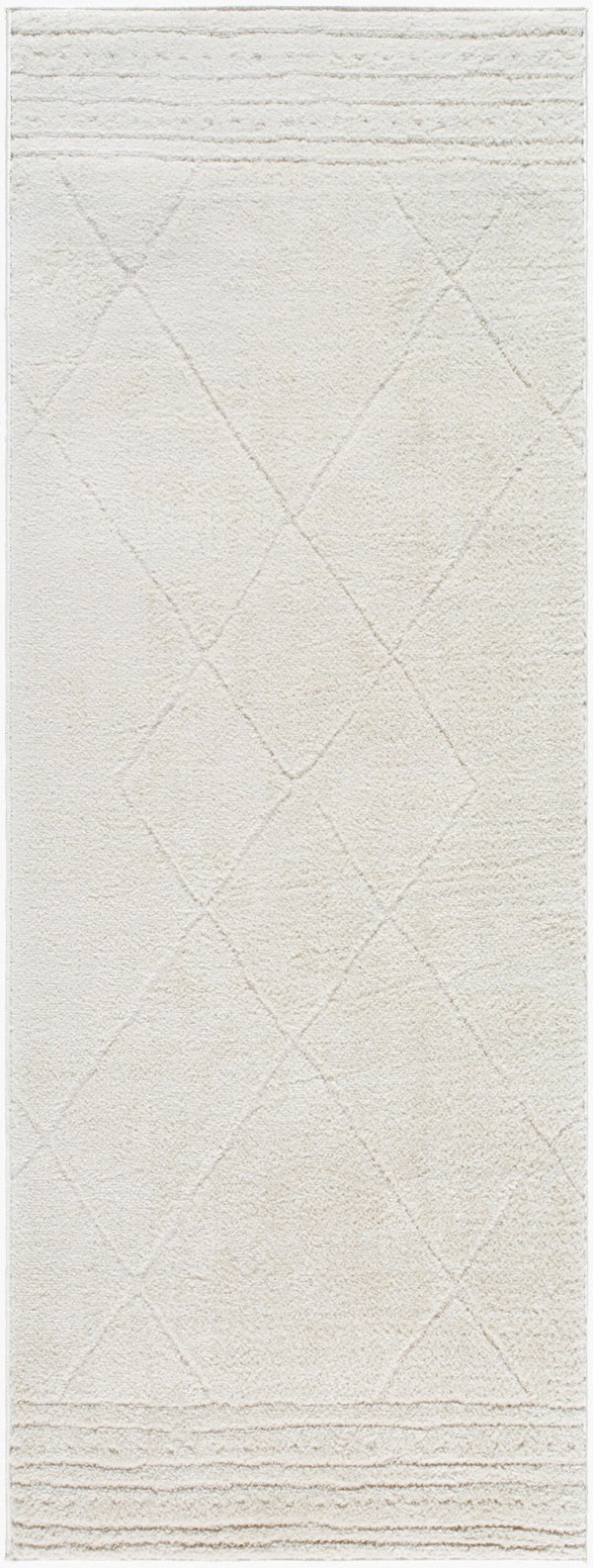 Livabliss Freud High Pile Polyester Runner Rug Intricate Pattern for Hallway or Bedroom Ivory, White 2'7" x 7'3" FEU2324-2773