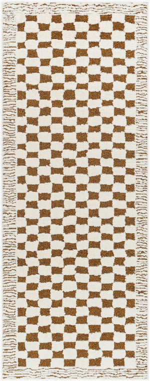 Livabliss Freud Machine Woven Polyester Runner Rug Plush High Pile Hallway Entryway Accent Ivory, Brown 2'7" x 7'3" FEU2326-2773