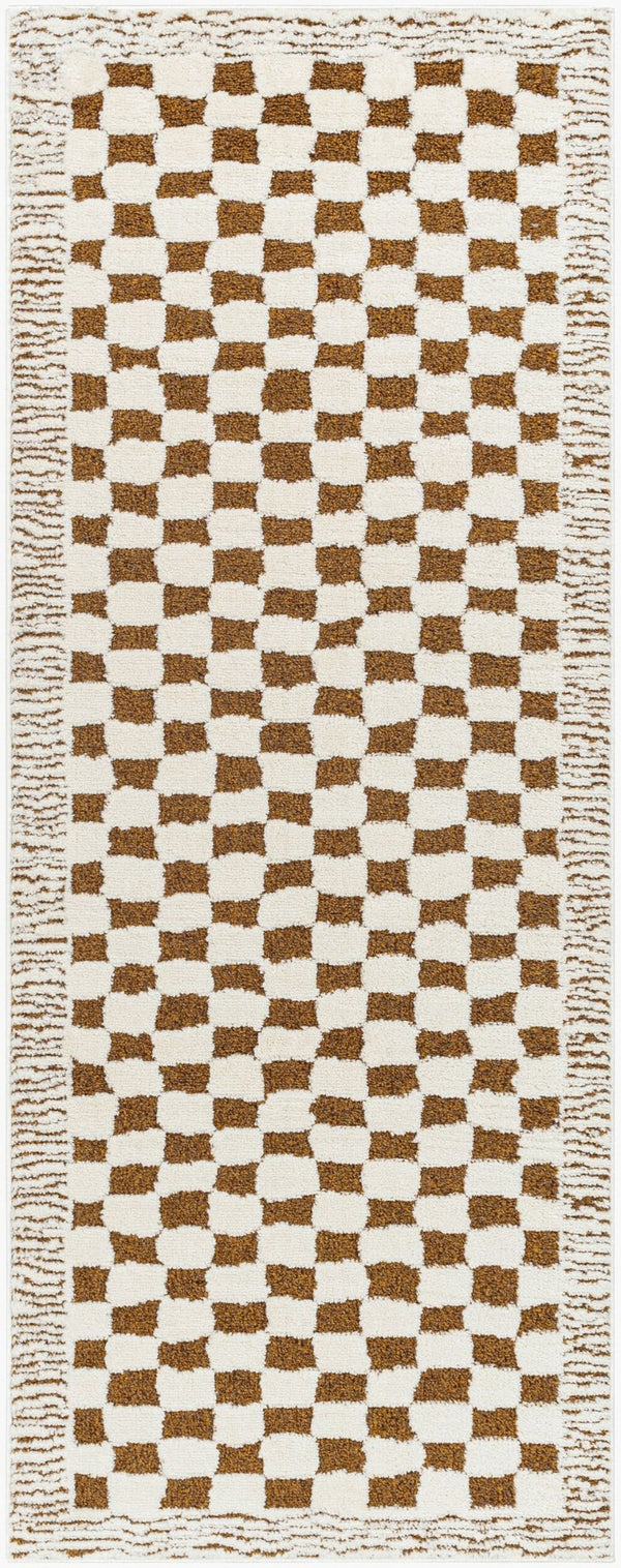 Livabliss Freud Machine Woven Polyester Runner Rug Plush High Pile Hallway Entryway Accent Ivory, Brown 2'7" x 7'3" FEU2326-2773