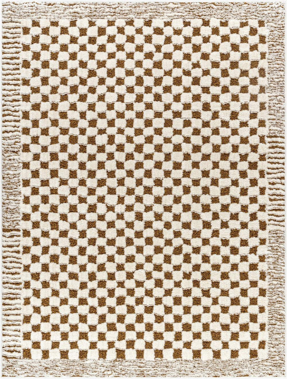 Livabliss Freud Machine Woven Polyester Runner Rug Plush High Pile Hallway Entryway Accent Ivory, Brown 6'7" x 9' FEU2326-679