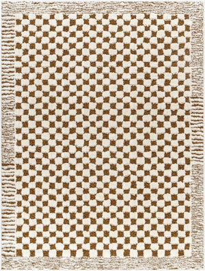 Livabliss Freud Machine Woven Polyester Runner Rug Plush High Pile Hallway Entryway Accent Ivory, Brown 6'7" x 9' FEU2326-679