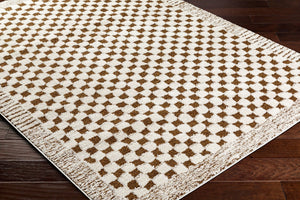 Livabliss Freud Machine Woven Polyester Runner Rug Plush High Pile Hallway Entryway Accent Ivory, Brown 6'7" x 9' FEU2326-679