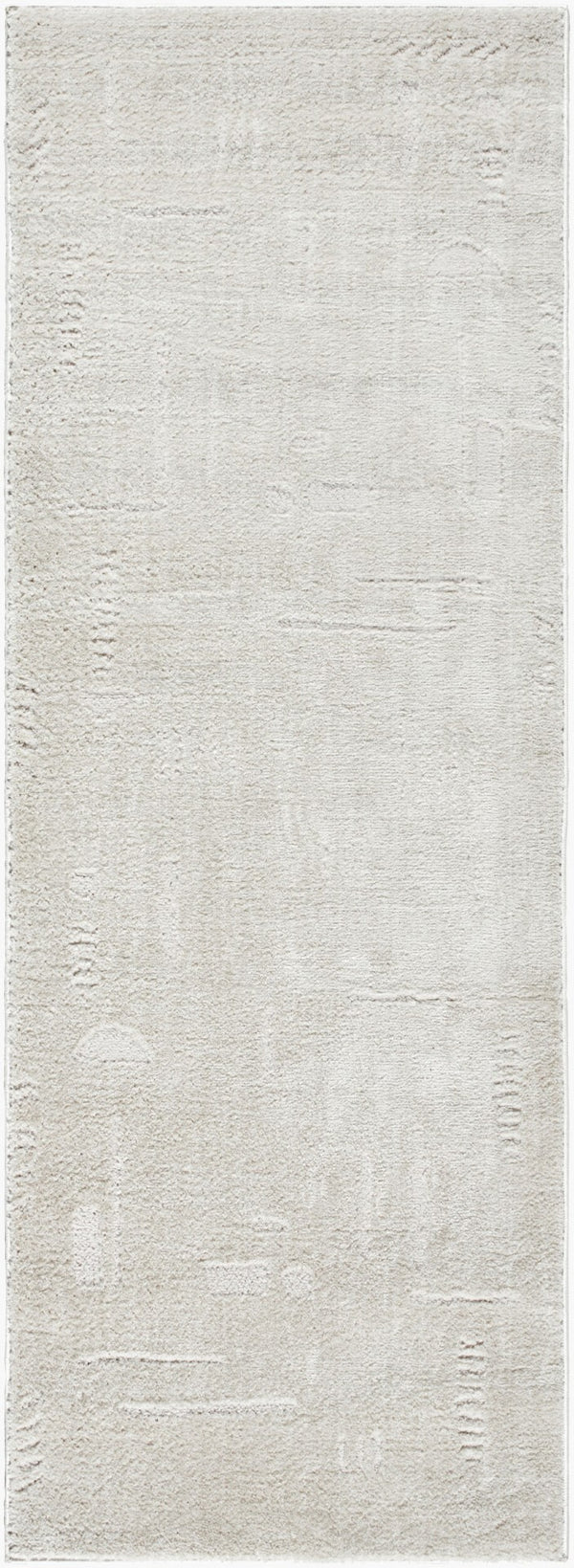 Livabliss Freud Turkish Polyester High Pile Runner Rug for Hallways and Entryways Ivory, White 2'7" x 7'3" FEU2328-2773