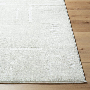 Livabliss Freud Turkish Polyester High Pile Runner Rug for Hallways and Entryways Ivory, White 5'3" x 7' FEU2328-537