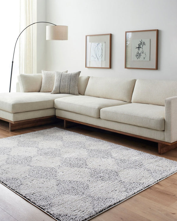 Livabliss Freud Machine Woven Polyester Area Rug Plush Pile Transitional Pattern for Living Rooms Ivory, Black 9'2" x 12' FEU2332-9212