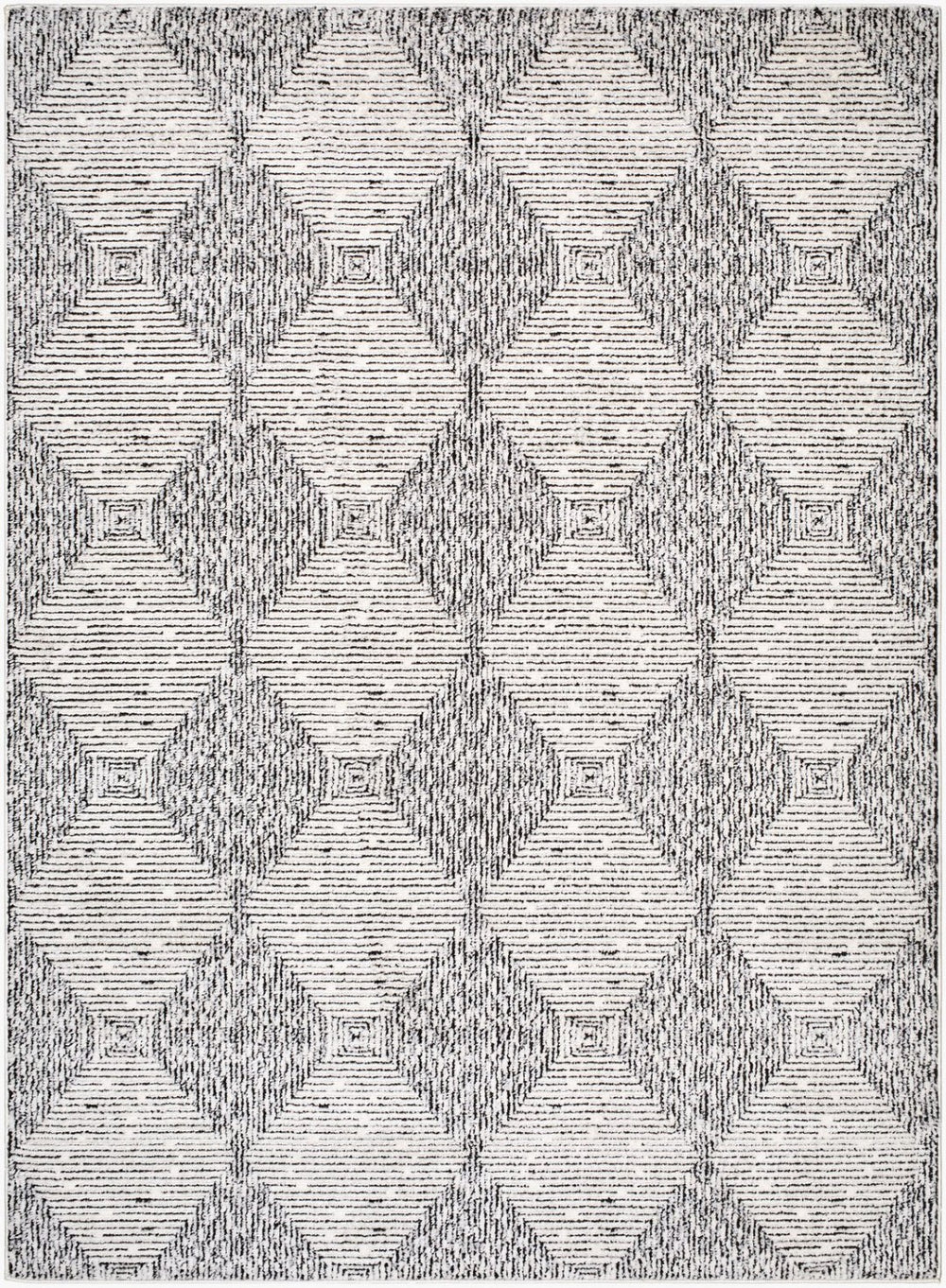 Livabliss Freud Machine Woven Polyester Area Rug Plush Pile Transitional Pattern for Living Rooms Ivory, Black 9'2" x 12' FEU2332-9212