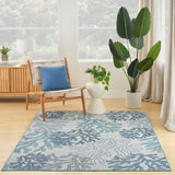 Nourison Garden Oasis GOA05 Machine Made Power-loomed Borderless Design Indoor/Outdoor Coastal, Nautical & Beach Outdoor Rug Blue, Blue 100% Polypropylene 99446959980