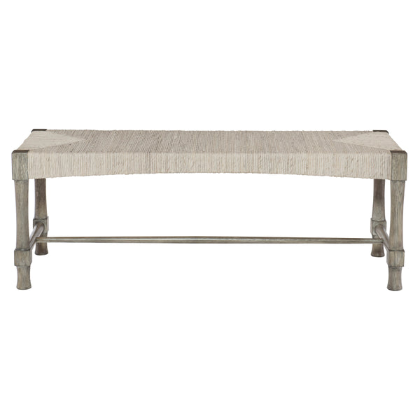 Bernhardt Bernhardt Palma Bench With Natural Woven Abaca Seat, Solid Oak Frame, Rustic Gray Coastal Farmhouse 369508