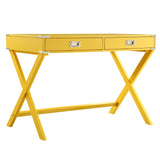 Homelegance By Top-Line Beatrix X-Base Wood Accent Campaign Writing Desk Yellow MDF