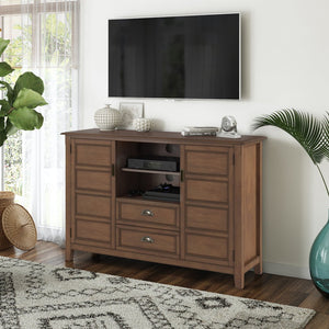 English Elm Burlington Solid Wood Tall TV Media Stand with Storage Drawers, Adjustable Shelves & Cord Management Dark Brown B136P158512