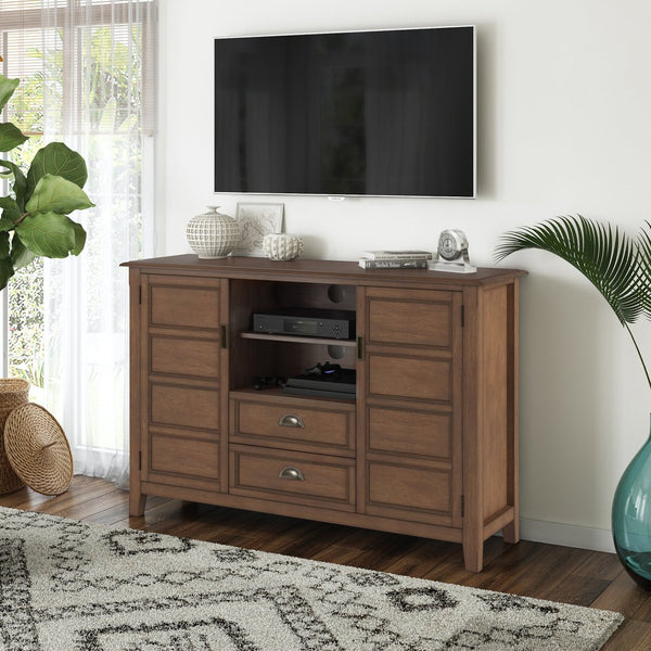 English Elm Burlington Solid Wood Tall TV Media Stand with Storage Drawers, Adjustable Shelves & Cord Management Dark Brown B136P158512