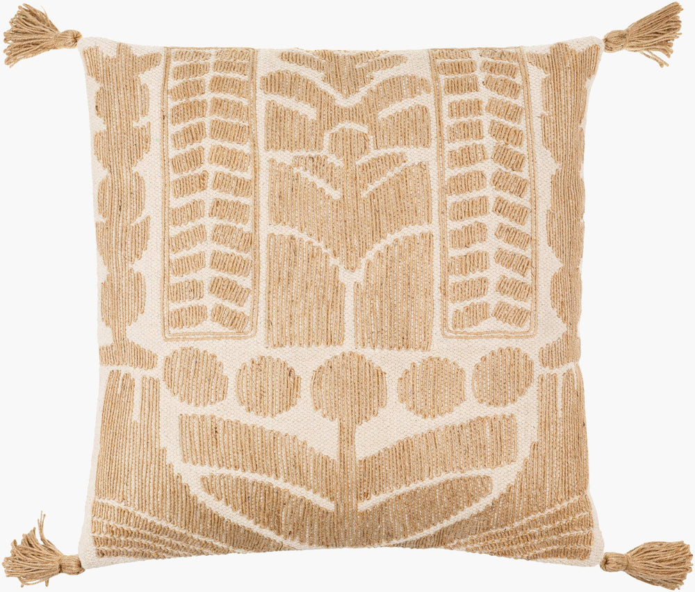 Surya Farley 18" X 18" Accent Pillow - Authentic Cotton & Jute Blend For Timeless Home Elegance & Comfort Espresso Cotton,Jute,Cotton Fey002-1818d