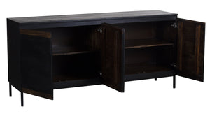Porter Designs Porter Udo Solid Acacia Wood Sideboard With Dramatic Two-tone Finish In Black And Brown Tones Black Wood 07-108-06-8791