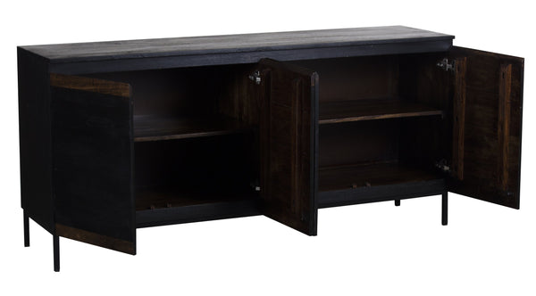 Porter Designs Porter Udo Solid Acacia Wood Sideboard With Dramatic Two-tone Finish In Black And Brown Tones Black Wood 07-108-06-8791